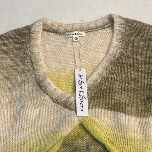 NWT For Love & Lemons Celeste Twist Front Crop Sweater in Green Ombre | REVOLVE - Picture 7 of 9